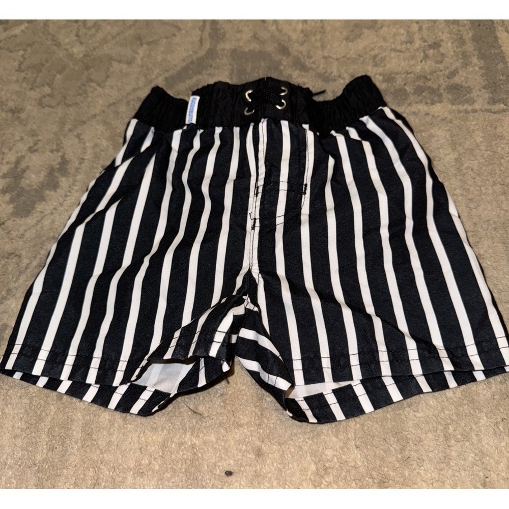 RuggedButts Black And White Stripe Swim Trunks Shorts Size 18-24‎ Months 18M-24M